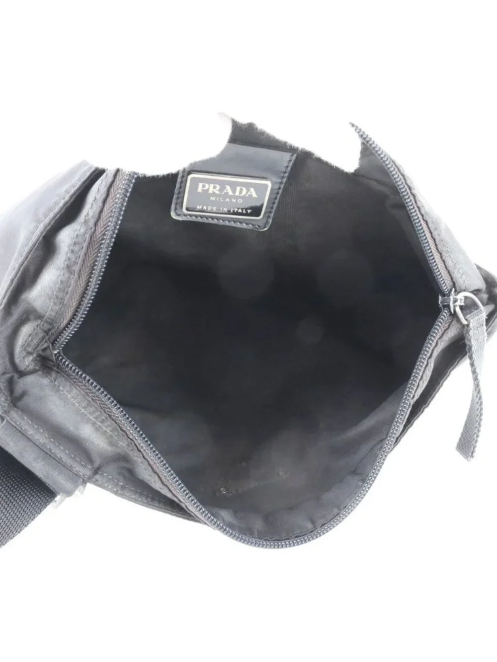 Prada Tessuto Nylon Triangle Logo Leather Shoulder Bag Crossbody Messenger Black